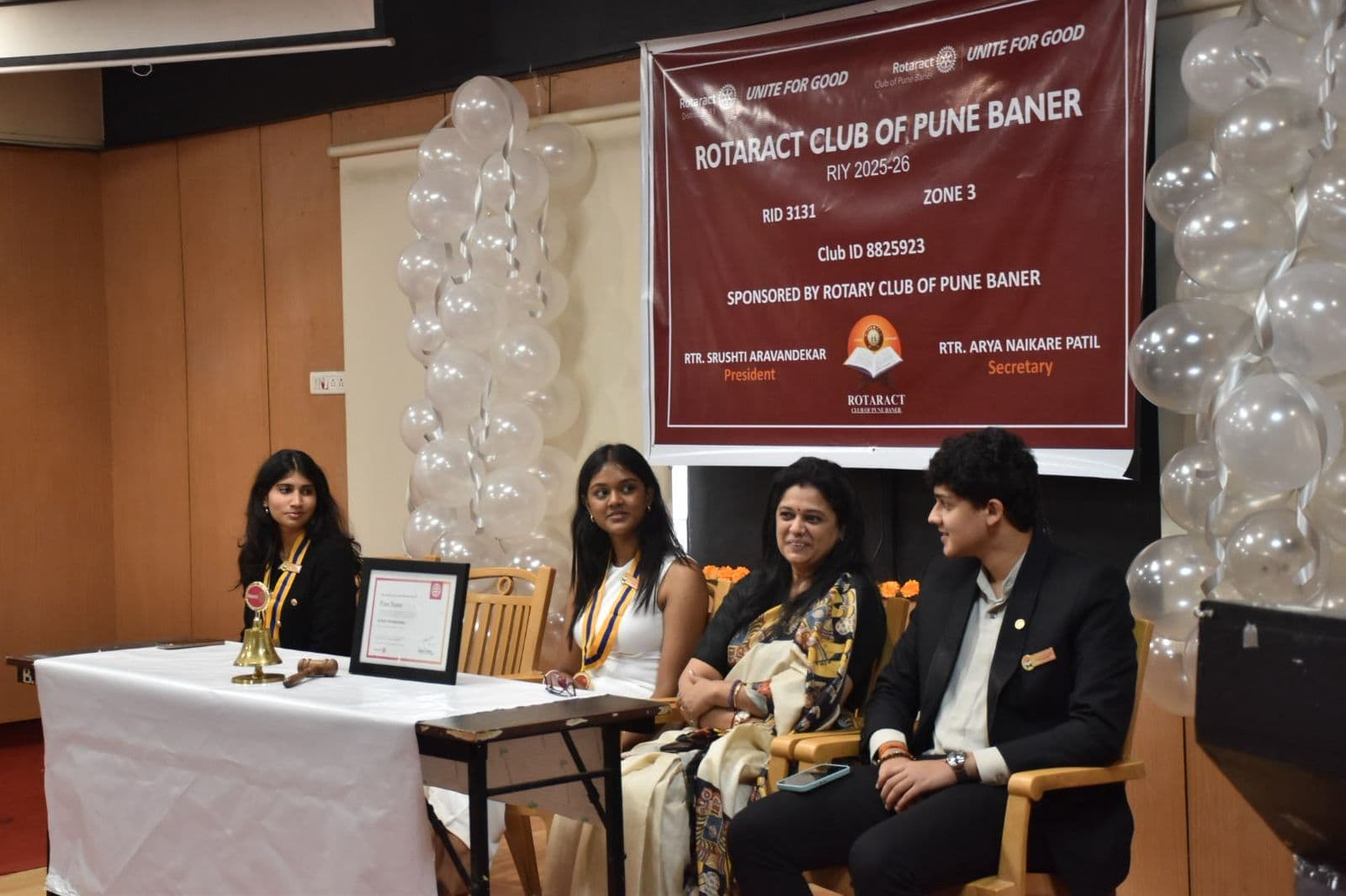 President Srushti Aravandekar and Secretary Arya Naikare Patil at the dais.