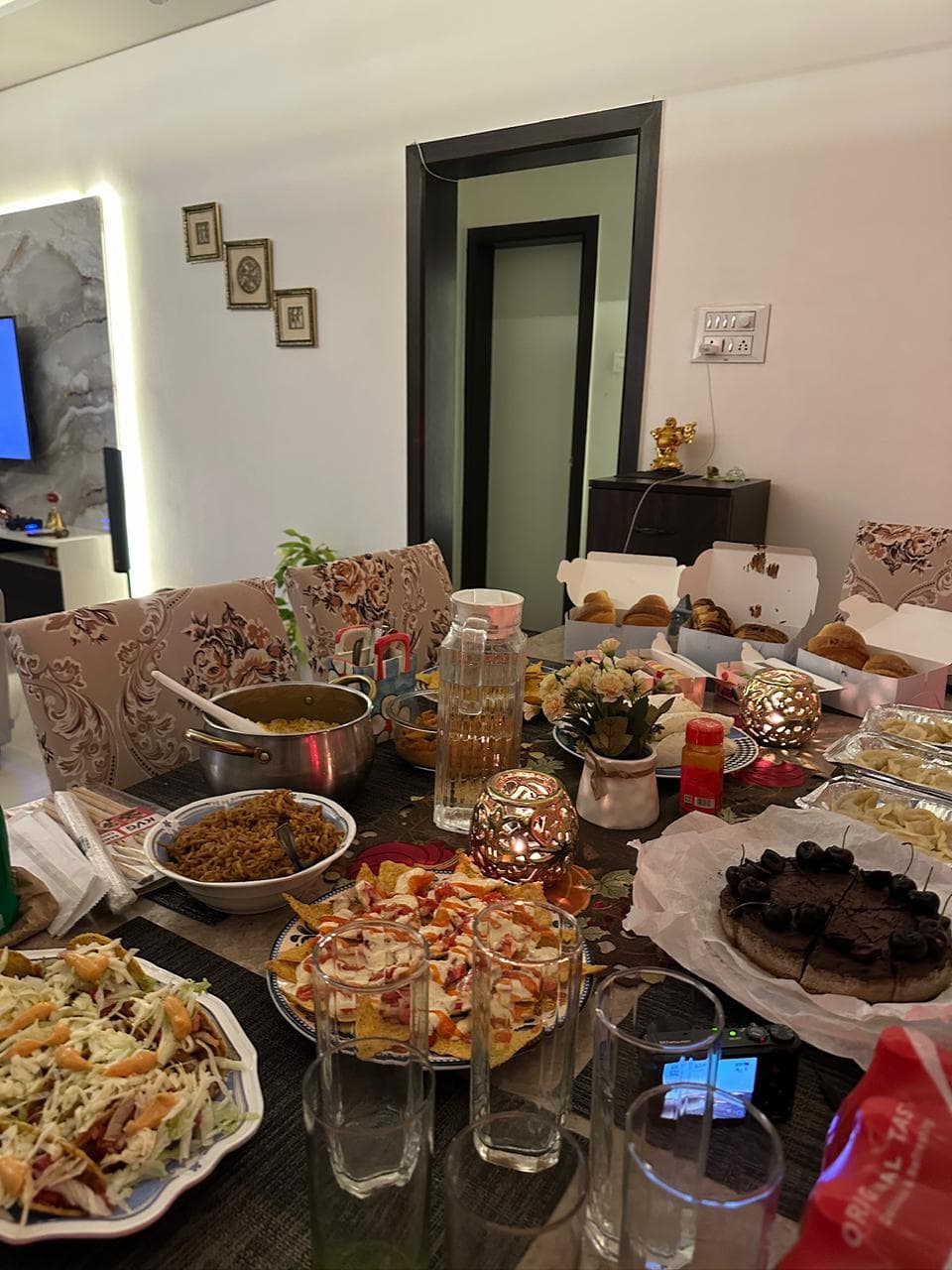 The full spread — dishes from across the globe.